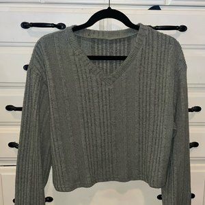 cropped green sweater